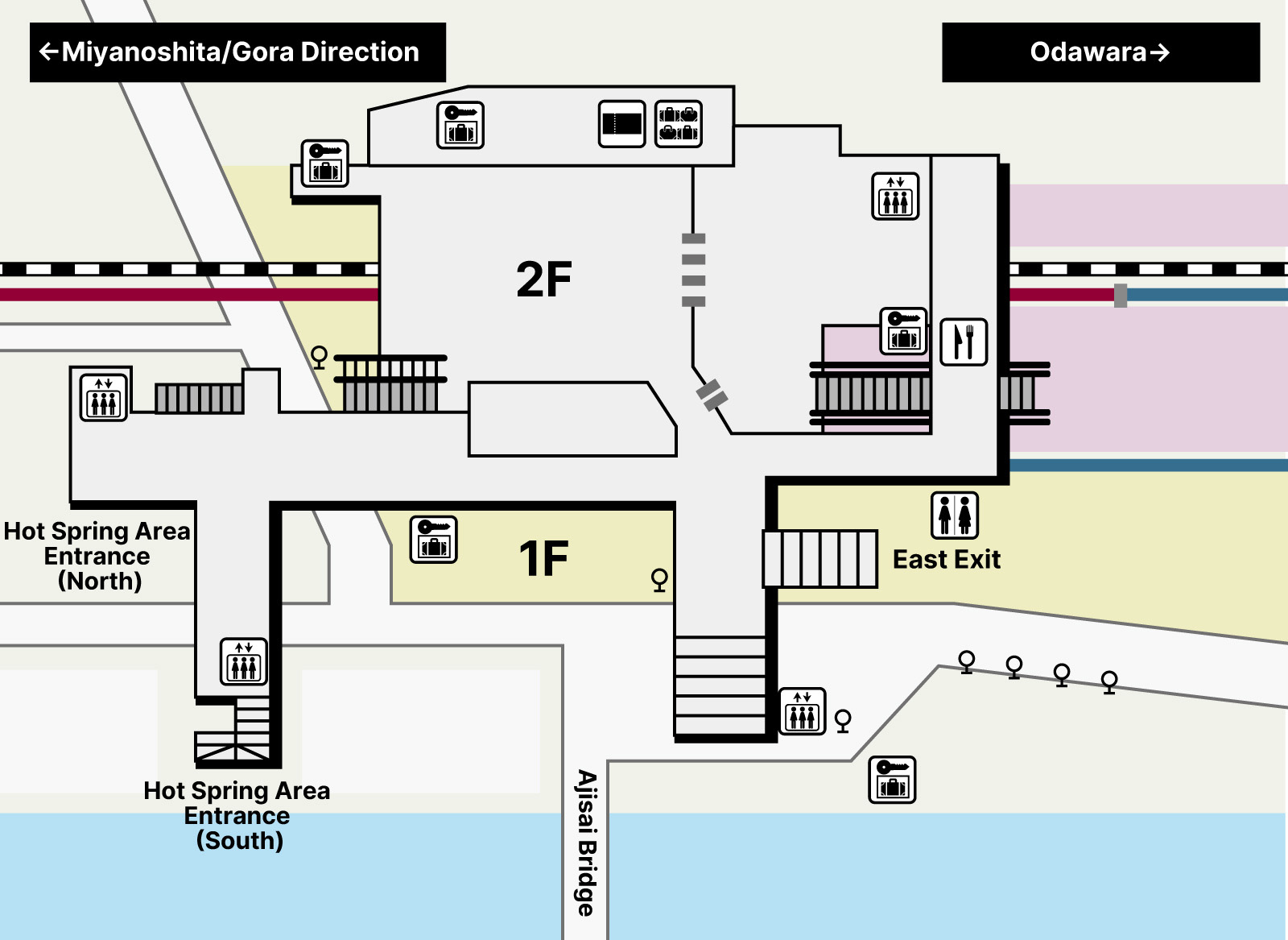 Locker map inside Hakone-Yumoto Station